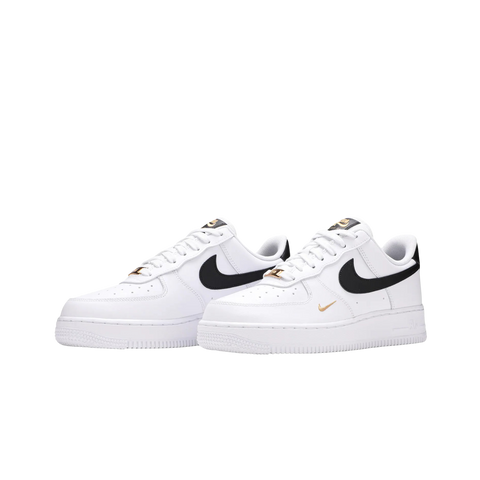 Nike Air Force 1 Low '07 Essential White Black Gold Mini Swoosh (Women's)