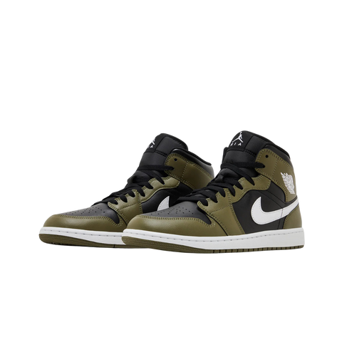 Jordan 1 Mid Black White Olive