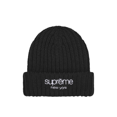 Supreme Chunky Rib Classic Logo Beanie Black