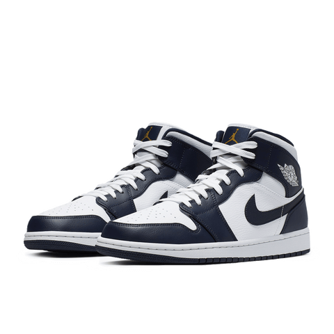 Jordan 1 Mid White Metallic Gold Obsidian