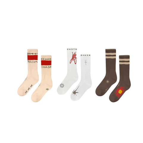 Cactus Jack by Travis Scott Reverse Jack Socks Trio Multicolor