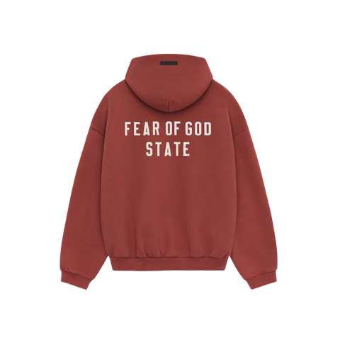 Fear of God Essentials Heavy Fleece Fullzip Hoodie Crimson