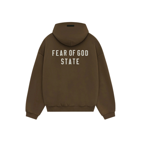 Fear of God Essentials Fleece Full Zip Hoodie Brown