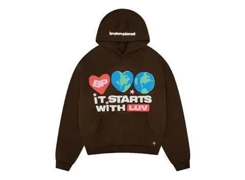 Broken Planet It Starts With Luv Hoodie Brown