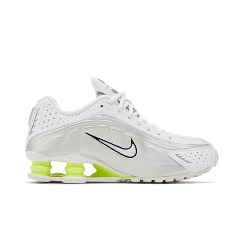 Nike Shox R4 White Metallic Silver Volt (Women's)