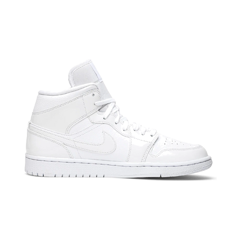 Jordan 1 Mid Triple White Patent Swoosh (Women's)