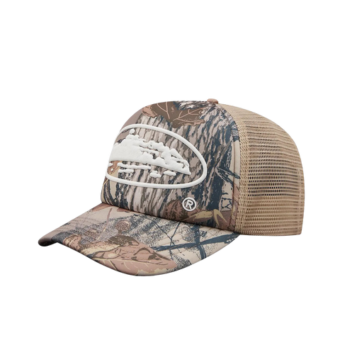 Corteiz Island Puff Print Trucker Hat Forest Camo