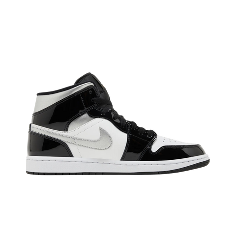 Jordan 1 Mid SE Patent Black White Metallic Silver Metallic Gold
