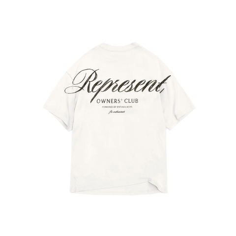 Represent Owners Club Script T-Shirt - Flat White